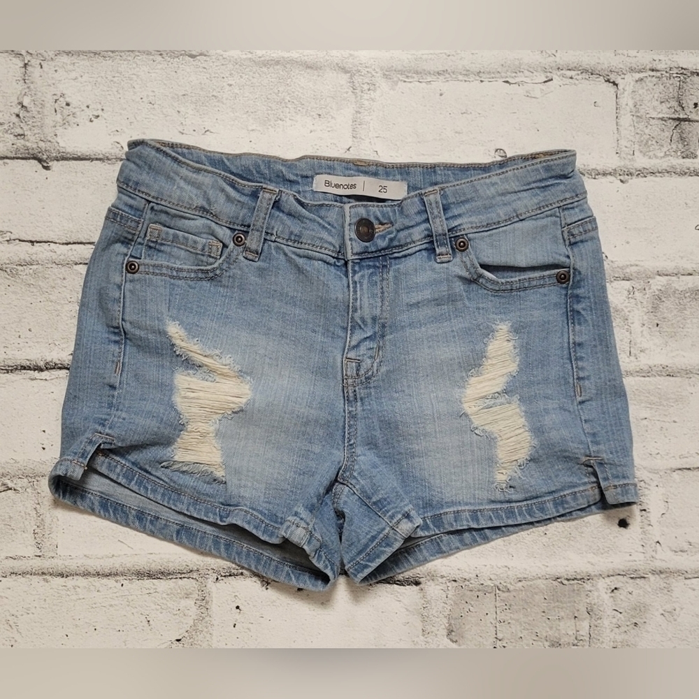 Distressed Denim Shorts Women’s Size 25 Light Wash Festival Y2K